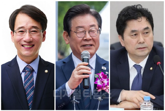 (왼쪽부터) 이원욱 더불어민주당 의원, 이재명 대표, 김종민 의원. <디지털타임스 이슬기 기자, 디지털타임스 DB, 연합뉴스>